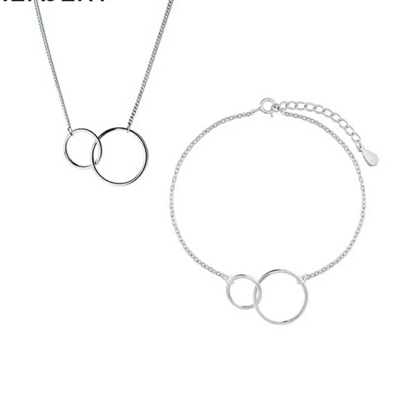 Jewelry - 925 Sterling Silver Circle Necklace and Bracelet